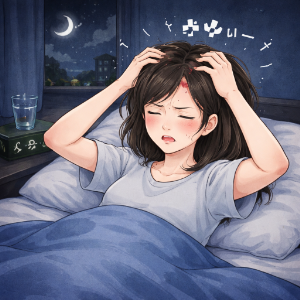 眠れない女性のイラスト