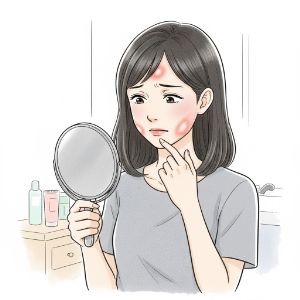 大人ニキビに悩む女性のイラスト