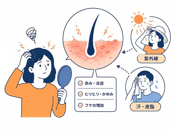頭皮が荒れているイラスト