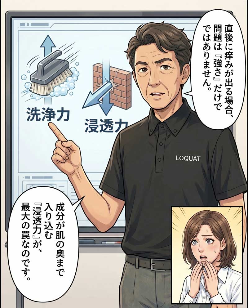 皮膚科を受診しても異常なしと言われ、頭皮のかゆみの原因がわからず困惑する女性の場面４