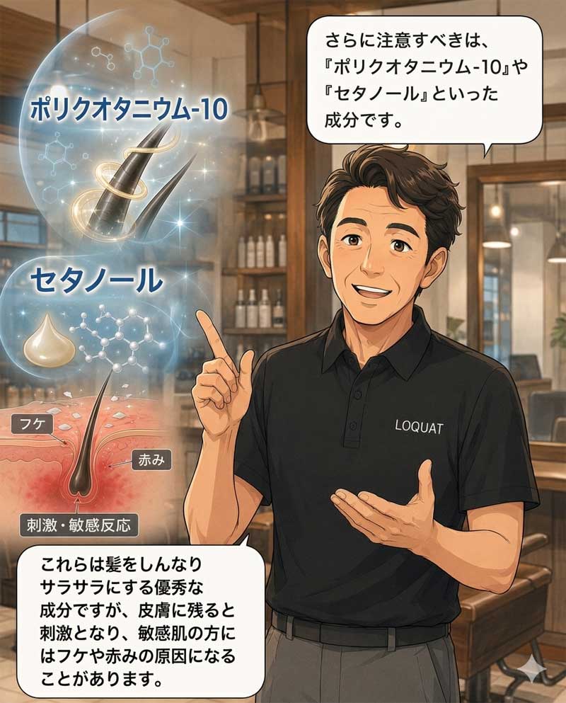 敏感肌の専門家が、トリートメントの成分について解説している場面５